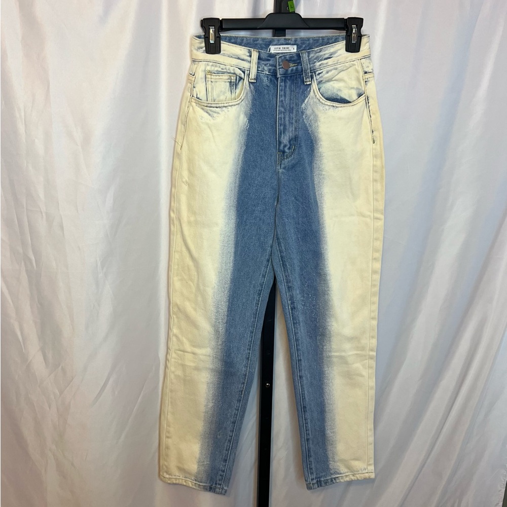 12th Tribe Two Tone High Rise Acid Wash Straight Leg Jeans, size Small NWT